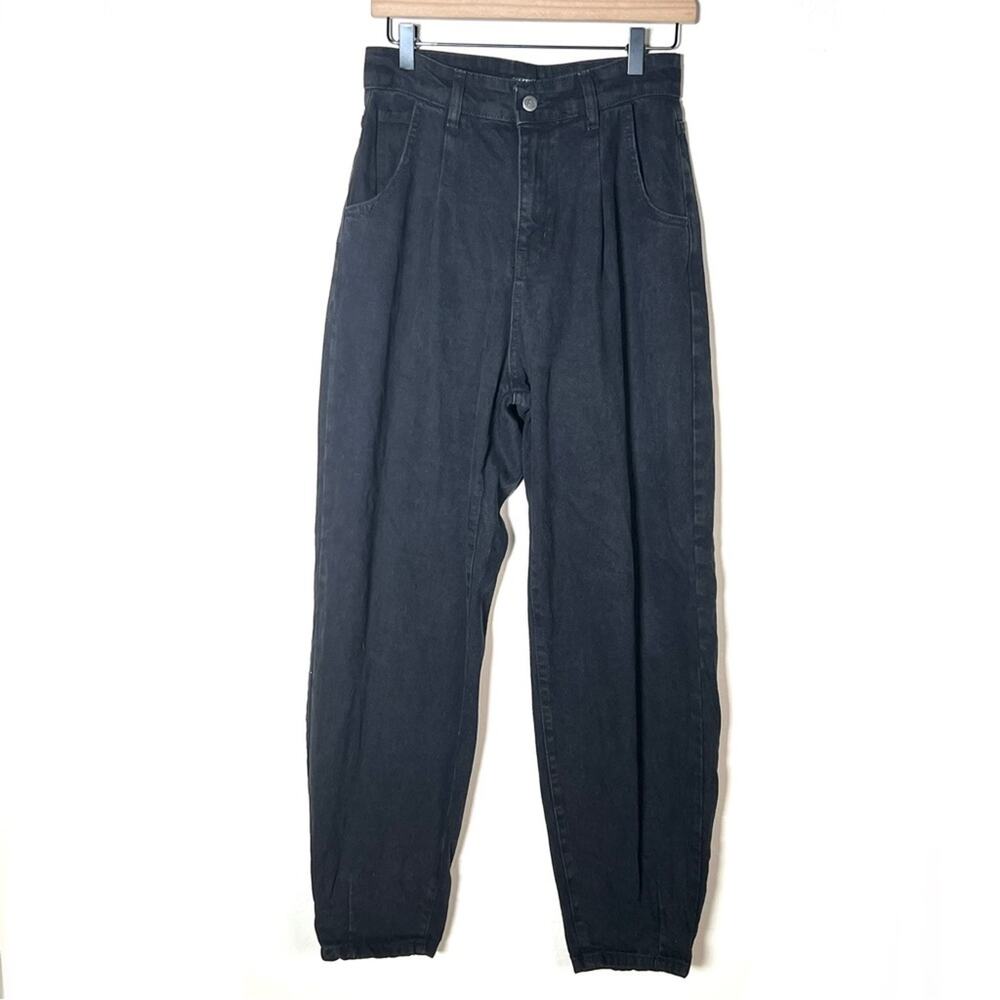 Nasty Gal Black Pleated Boyfriend Jeans